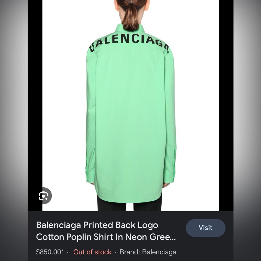 Balenciaga Printed Back Logo
Cotton Poplin Shirt In Neon Green Brand: Balenciaga